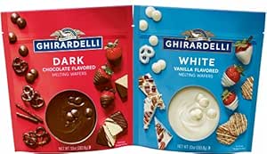 Ghirardelli Melting Wafers Variety Pack with Ghirardelli White Chocolate Melting Wafers and Ghirardelli Dark Chocolate Melting Wafers. One Stop Shopping for the Best Tasting Melting Chocolate Wafers.