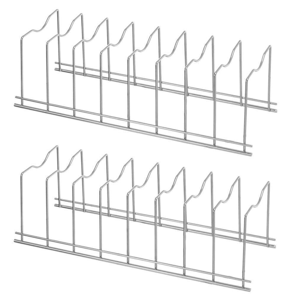 SANNO Pot Lid Holder Pan Lid Organizer Rack Cupboard Organizer Rack, Kitchen Organizer Rack for Pot Lids, Plates, Cutting Boards, Bakeware, Cooling Rack, Serving Trays, Stainless Steel, Pack of 2