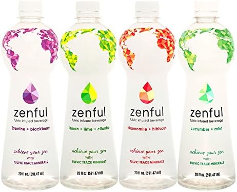 EarthWater Zenful - Fulvic Mineral Infused Alkaline Water, 0 Calories, Sugar-Free, All Natural Water, 20 oz (Variety 12 Pack)