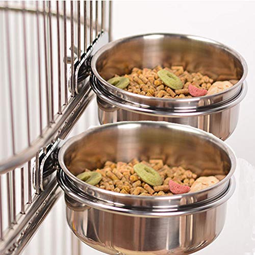 Old Tjikko Pet Feeder Water,10oz 20oz Bird Hamster Small Animal Cup with Holder,2PC Stainless Steel Bowls,Each 10oz Cage Coop Hook Cup for Small Animal Cage Bowl (2pc-10oz Stainless Steel Bowl)