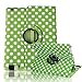 HDE Rotating iPad Case Magnetic Folding Leather Cover Folio Flip Stand for Apple iPad 2 iPad 3 iPad 4 (Green & White Polka Dot)