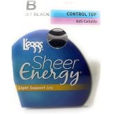 L'eggs Sheer Energy Control Top Sheer Toe Anti-Cellulite Pantyhose（Packaging may vary） (US, Alpha, B, Regular, Regular, jet black)