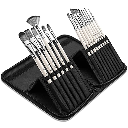 Inprexion Artist Paint Brush Starter Set 15 Piece Professional Artist Paint Brushes and 24