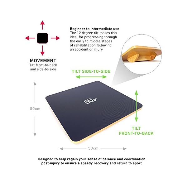 66fit Wooden Rocker Board 50cm - Includes Balance Training Ebook - Wobble Balance Training Rehabilitation Exercise, Blue