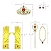 8 Pcs Girls Belle Princess Crystal Dress up with Gloves Tiara Crown Wand Ring Earring and Necklaces (Yellow)