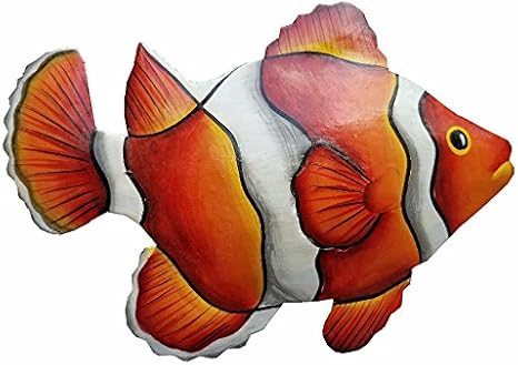 Amazon Com All Seas Imports Hand Chiseled And Painted Tropical Metal Art Wall Decor Fish Home Kitchen