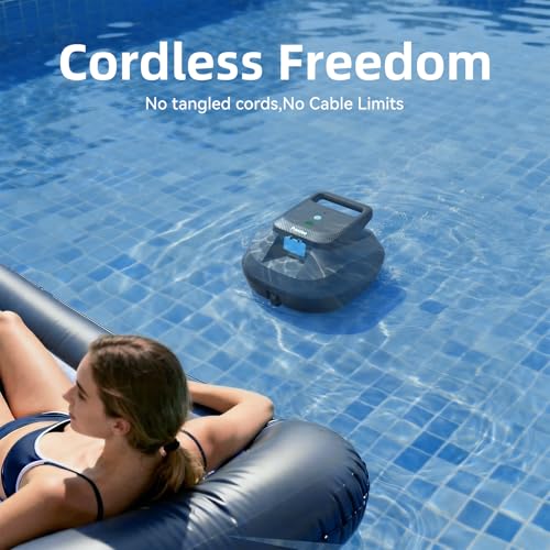(2026 New) Pondee X2 Robotic Pool Vacuum, Cordless Pool Cleaner with 200-Min Runtime, Auto-Parking, 3.3h Fast Charging, for Above-Ground & Flat-Bottom Inground Pools up to 1290 sq.ft, Blue