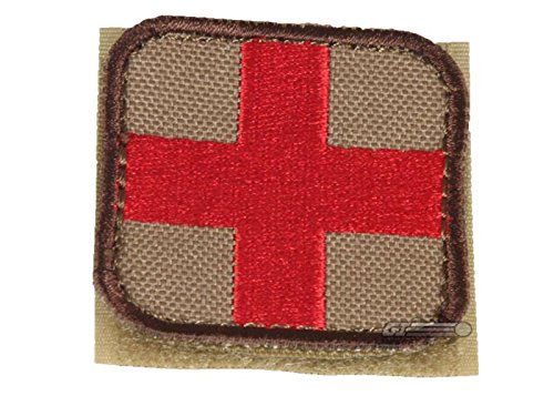 Sport Airsoft Condor 50mm Tactical Medic Cross Tan / Red Color Matrix Velcro Patch