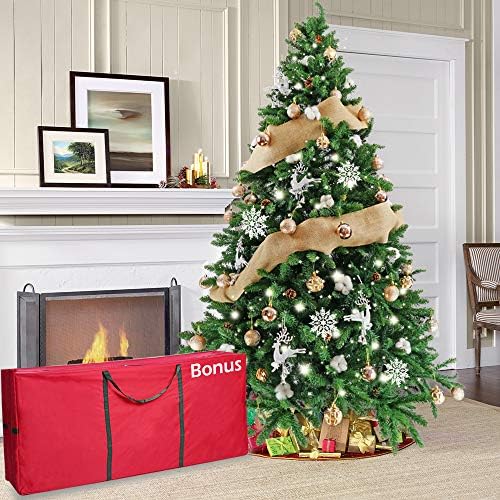 Kalwason 7フィート 人工照明付きクリスマスツリー ライト付き 収納袋付き オーナメント107個 Ledストリングライト 1265枝の先端