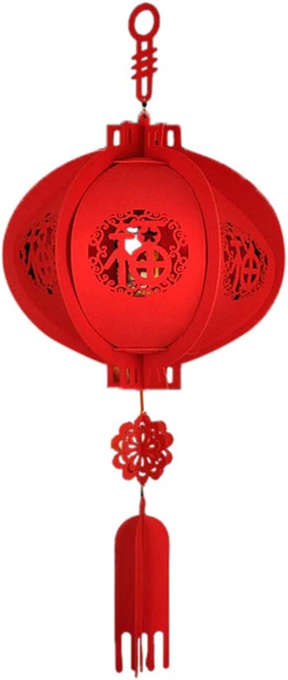 sakd, Chinese New Year Lanterns Fu Character Retro Lucky Red Lantern Non-Woven Fabric Blessing Lamp Decorative Spring Festival Party Celebration