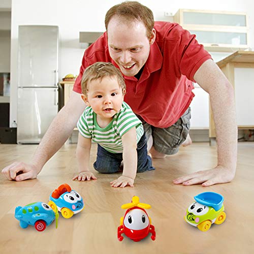 Friction Powered Cars for Kids, Early Educational Development Baby Toys, Push and Go Construction Vehicles and Cartoon Planes for 1 2 3 Years Old Toddlers - 6 Pieces (Blue & Red Planes) - Thumbnail 2