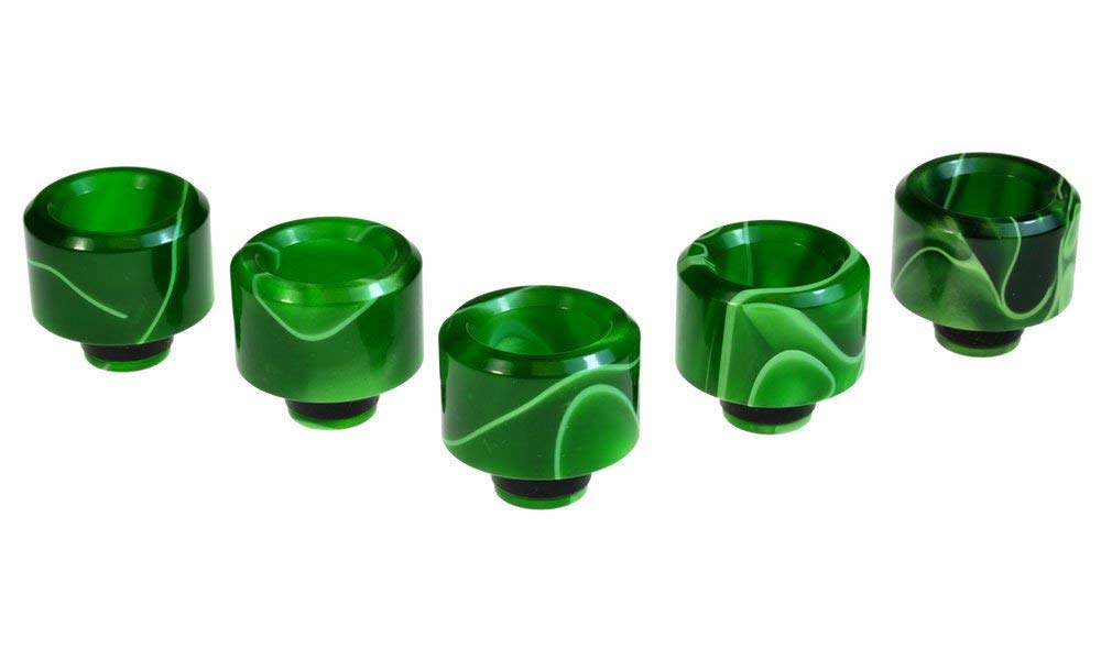 Armerah Basin 510 Drip Tip eCig Mouthpiece Short/Wide Acrylic/Marble 5 Pack Dark Green — image 1