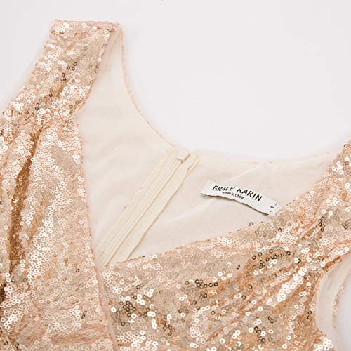 51d0GzmNN8L GRACE KARIN Vestido de Lentejuelas para Mujeres sin Mangas Cuello V de Fiesta Cóctel Rockabilly GRACE KARIN Vestido de Lentejuelas para Mujeres sin Mangas Cuello V de Fiesta Cóctel Rockabilly - Imagen 5