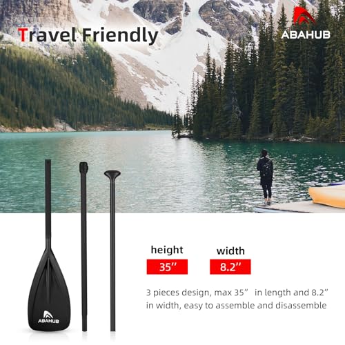 Abahub SUP Paddle 3-Piece Stand Up Telescopic Paddle 173-213 cm Aluminium with PU Coating for SUP Board Surfboard Boating Canoeing Plastic Nylon Blade in Black/Blue/Green/Orange/Yellow/Turquoise