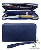 Womens RFID Blocking Wallet Classic Clutch Leather Long Wallet Card Holder Purse Handbag
