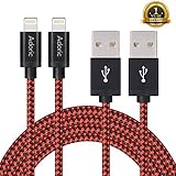 Adoric iPhone Cable, 2Pack 6FT Nylon Braided Lightning to USB Cable with Aluminum Connector for iPhone 7/7 Plus/6s/6s Plus/6/6Plus/5s/5c/5, iPad/iPod Models(Red Black)
