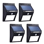 URPOWER Solar Lights 8 LED Wireless Waterproof Motion Sensor Outdoor Light  for Patio, Deck, Yard, Garden with Motion Activated Auto On/Off (4-Pack)