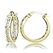 Hoops & Loops Gold Flash Sterling Silver Cubic Zirconia Inside Out Channel-Set 15mm Round Hoop Earrings