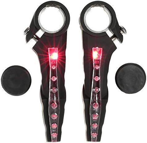 BicycleStore 1 Pair OX Horn IPX 4 Warning Handlebar Light for Mountain Bicycle,Safety Bike Light for 22-25mm Diameter Handlebar (Red)