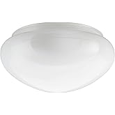 Aspen Creative 23607-01, 9" White Opal Mushroom Glass Shade For Ceiling Fixture, 9" Dia x 4-1/2" H/Fitter 7-1/2"