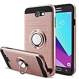 Cases for Samsung Galaxy J3 Luna Pro/J3 Eclipse/J3 Emerge/J3 Mission/Amp Prime 2/J3 Prime/Express Prime 2 with Screen Protector,AnoKe 360 Degree Rotating Ring Holder Kickstand for J3 2017 ZS Rose Gold