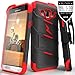Zizo Bolt Cover For Galaxy Amp Prime | Galaxy J3 [.33mm 9H Tempered Glass Screen Protector] Dual-Layered [Military Grade] Case Kickstand Belt Clip-Red/Black