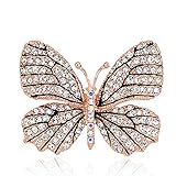 Fashion Multicolor Rhinestone Butterfly Brooch Pin Big Faux Pearl Enamel Brooch Pin Wedding Bridal Gift (Golden)
