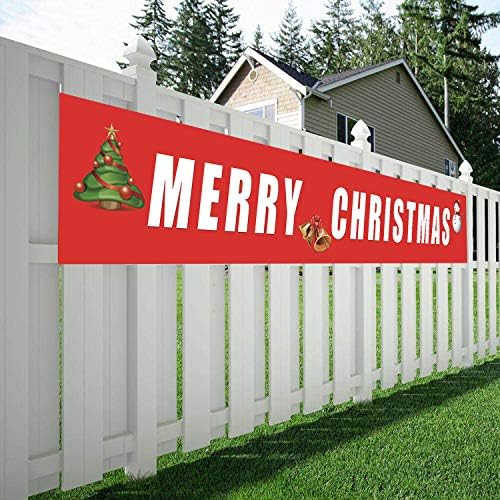 Maplelon Large Merry Christmas Banner, Huge Xmas Party Sign, Christmas Hanging Decorations