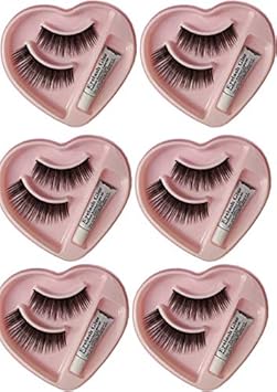 Bonjour False-Fake Eyelashes With Glue Set Natural (Pair of 6)