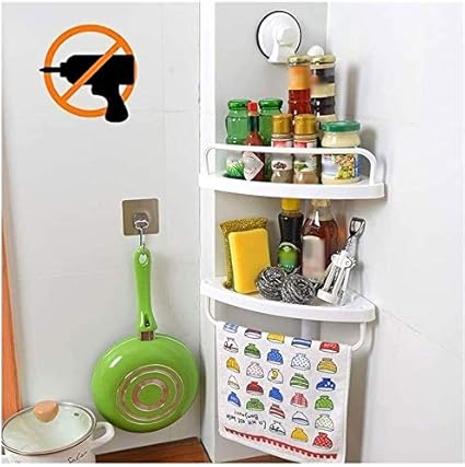 Praktische Corner-Speicher-Halter-Regal 2 Tier Einstellbare Drehbare