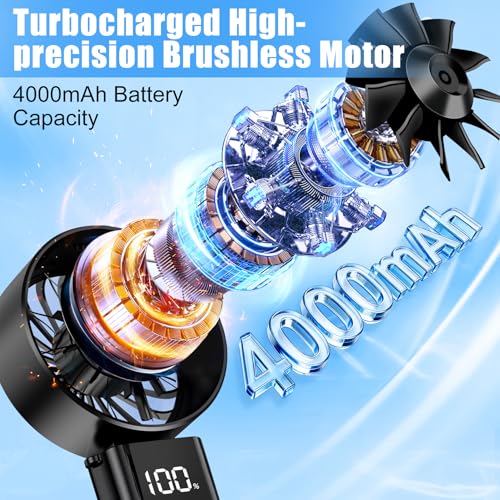 Portable Fan, Mini Silent Handheld Fan Powerful Rechargeable Battery Operated 3 in 1 5 Speed Small Fan USB Table Fan for Travel, Office, Camping