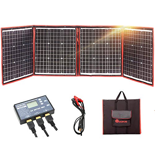 Photo 1 of DOKIO 160 Watts 12 Volts Monocrystalline Foldable Solar Panel Kit with Solar Charger Controller for RV Camping Canavas