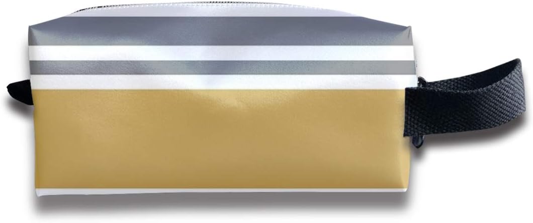 Taslilye Mustard Yellow and Gray Striped Customized Cosmetic Bag Portable Printing Bag for Women's Storage
