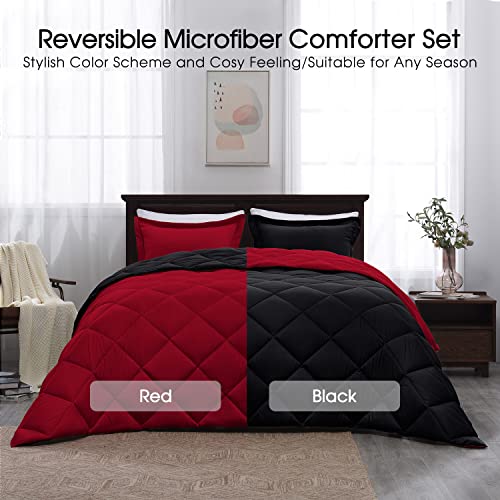 Basic Beyond Queen Comforter Set, Red and Black Comforter Set Queen