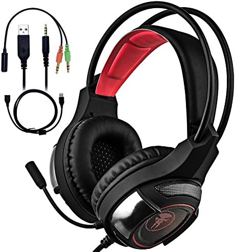 2019 New Update Dinly 7.1 Surround Sound Gaming Headset with Mic, Over Ear Headphones with Volume Control & Noice Cancelling for Playstation 4 / PC/Laptop/Mac