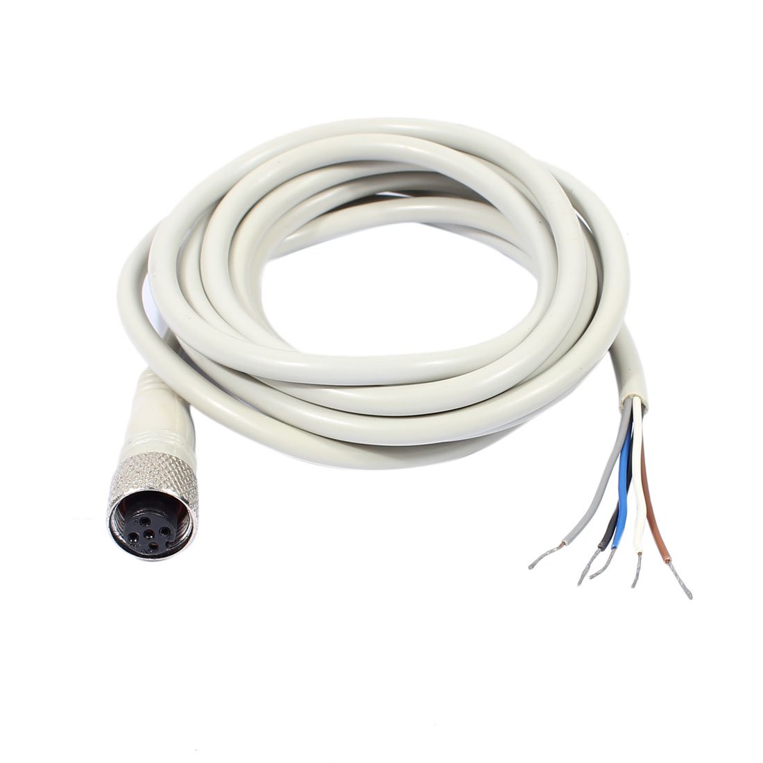 Sourcingmap M12 2m Female Straight Head 5 Pin Connector Aviation Socket Electrical Cable White