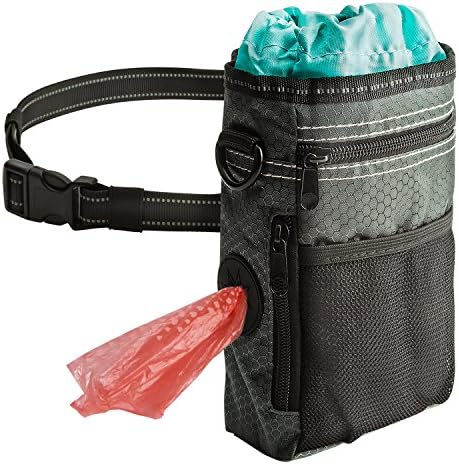 GEEPET Dog Treat Training Pouch Easily Carries Pet Toys, Kibble, Treats Built-in Poop Bag Dispenser Adjustable Waist Belt & Shoulder Strap, Dog Treat Pouch for Walking