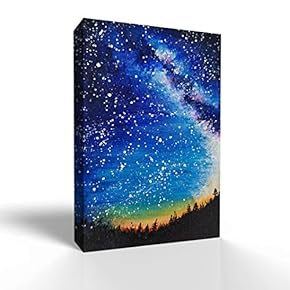 Canvas Wall Art for Living Room,Bedroom Home Artwork Paintings Quiet Starry Night Ready to Hang - 12x18 inches