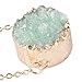 MJARTORIA Gold Color Green Bezel Oval Shape Natural Stone Pendant Healing Druzy Necklace