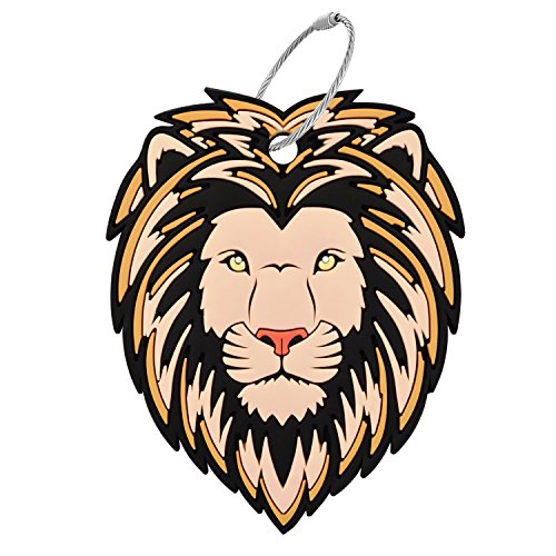 Unique Luggage Tag Travel Suitcase Bag Identify Label with Steel Loop (Lion-1 Pack)
