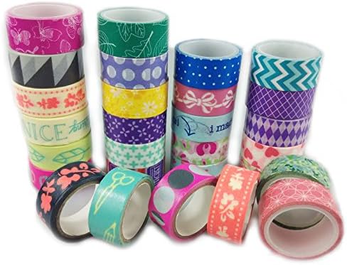 MOEUP 20pcs Washi Masking Tapes Sets DIY Scrapbooking Sticker (Colorful 20 Rolls)