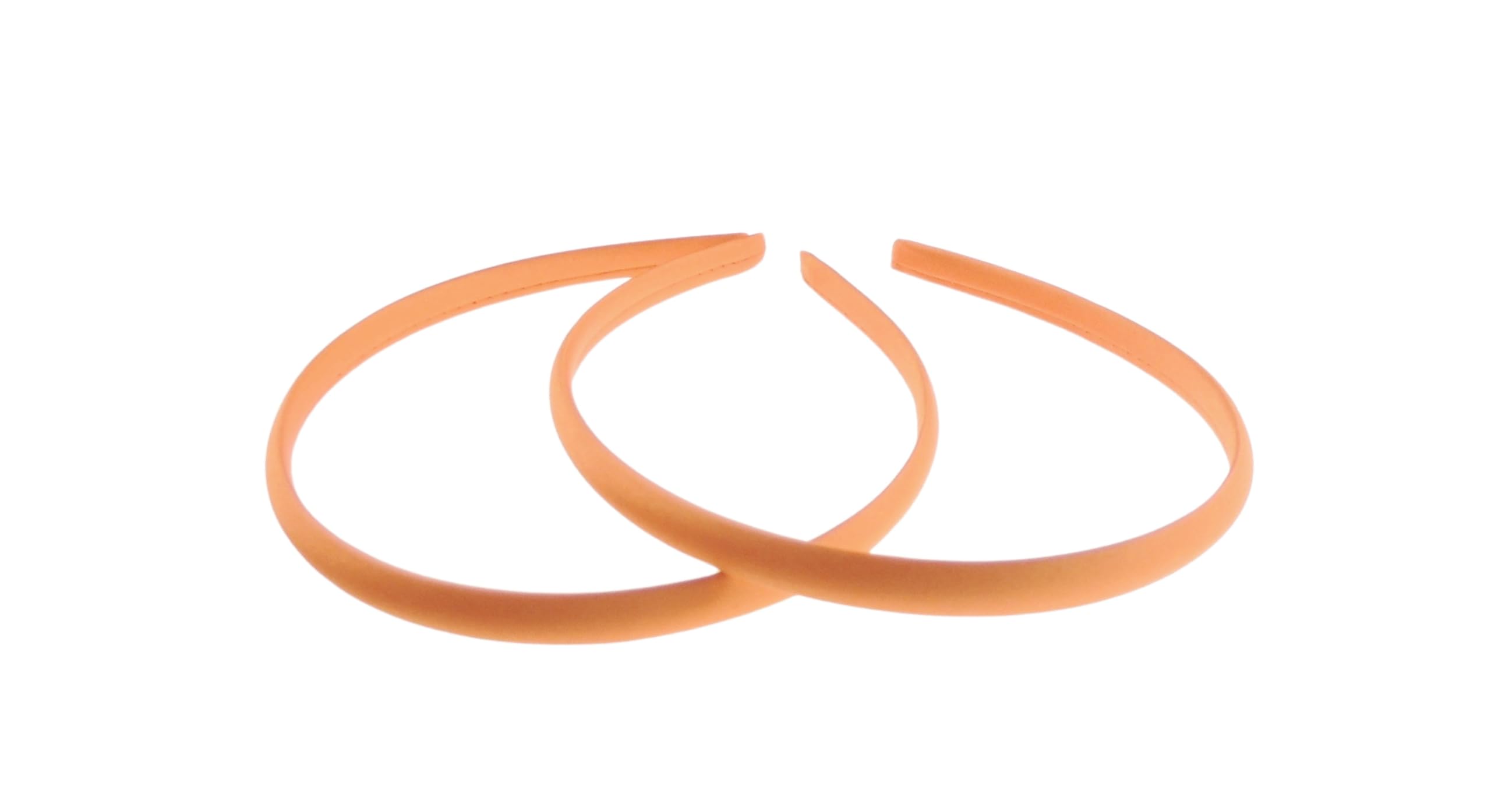 Pair of 2 Slim Thin 1cm Satin Covered Teens Girls Bridesmaid Basic Party Satin Plain DIY Alice Headband Hairband Head Hair Band Kids School Uniform (Burnt Orange, One Size)