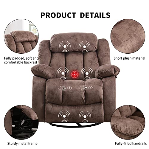 INZOY Massage Swivel Rocker Recliner with Heat and Vibration, Manual
