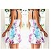 Flymall Flora Print Halter Neck Fit and Flare Dress Mini Dress