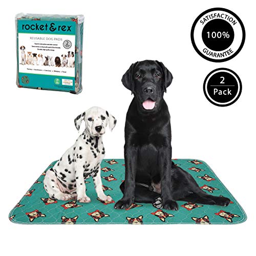 rocket & rex Washable, Puppy Pee Pads. Waterproof, Pet Training Reusable Pads. Leak-Proof and Absorbent. Whelping, Incontinence, Travel. (30" x 36" - 2 Pack, Hipster Dog) - Thumbnail 6