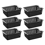 Sterilite 16249006 Medium Ultra Basket, Black Basket w/ Titanium Inserts, 6-Pack