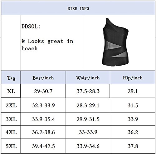 DDSOL Women's Plus Size Swimsuit Bathing Suits Tankini One-shoulder Mesh One Piece Bikini Swimwear