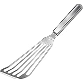 KSENDALO One-Piece Stainless Steel Fish Spatula – Flexible Slotted Turner with Thin Angled Blade and Hollow Grip, Ideal for F