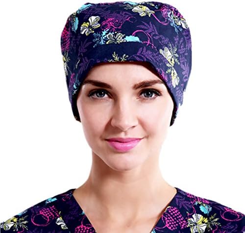 Ethscrubs dome scrub cap surgical hat nurse cap with flowers pattern for women