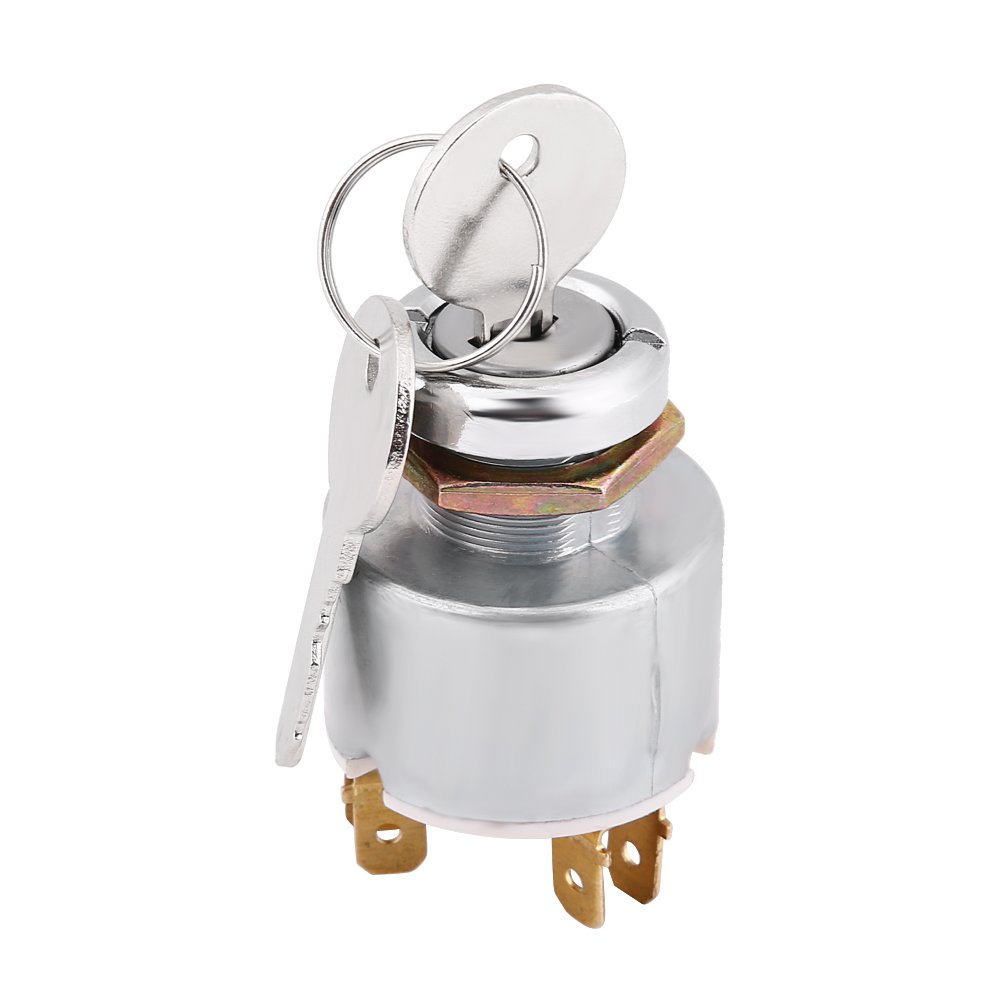 12V Ignition Switch, Universal Engine Start Key Switch 3 Position ON OFF Start Ignition Switch Controls with 2 Keys for Cars, Motorcycles and Boats